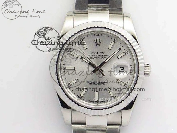 MiroTime 0308 EasyCare DateJust 41mm 126334 Noob 1:1 Best Edition Fluted Bezel Silver Dial On SS Oyster Bracelet A 3588